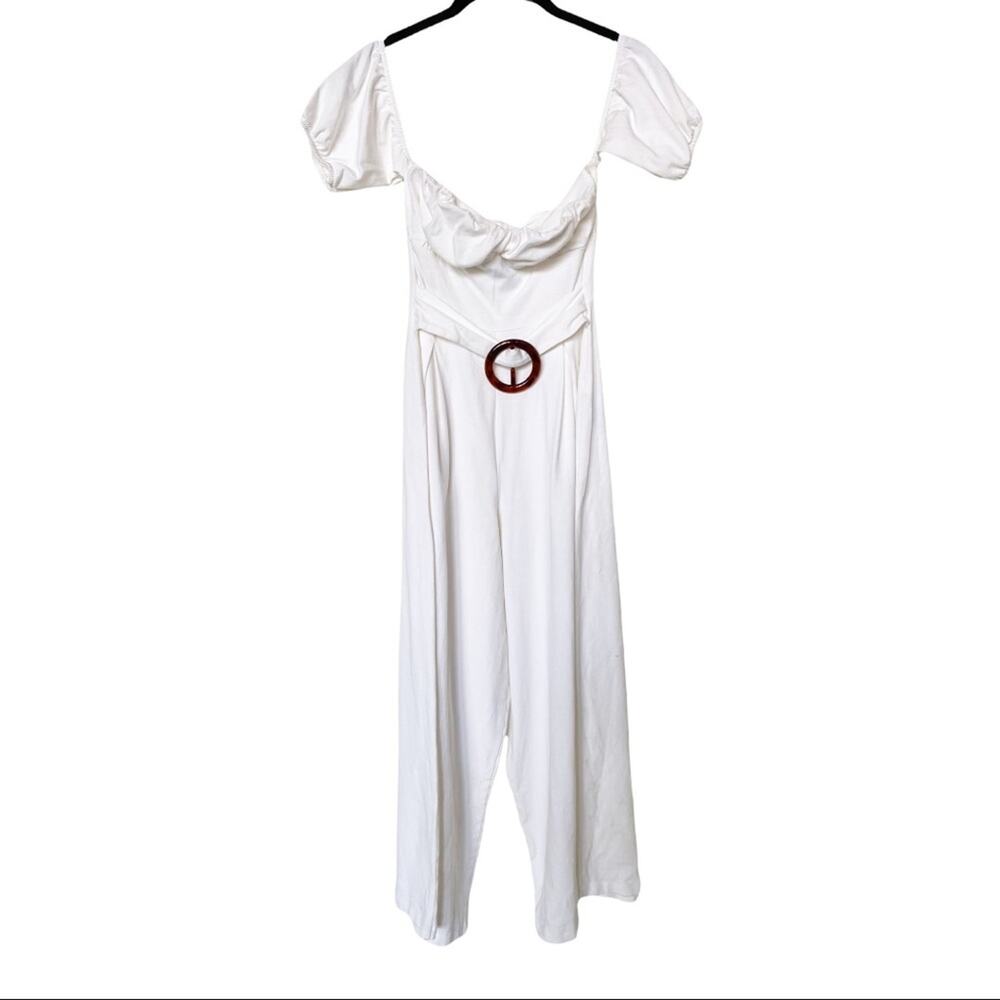 ASOS Off the Shoulder Belt Front Jumpsuit Size 4